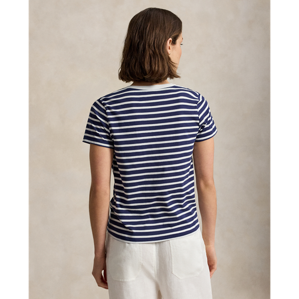Striped Cotton V-Neck Tee Polo Ralph Lauren in Wei&szlig;/Newport-Navy 4