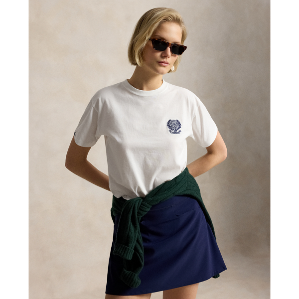 White Wimbledon Classic Fit Cotton Tee Polo Ralph Lauren 1