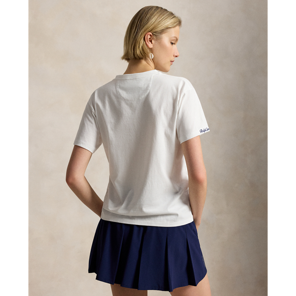 White Wimbledon Classic Fit Cotton Tee Polo Ralph Lauren 4