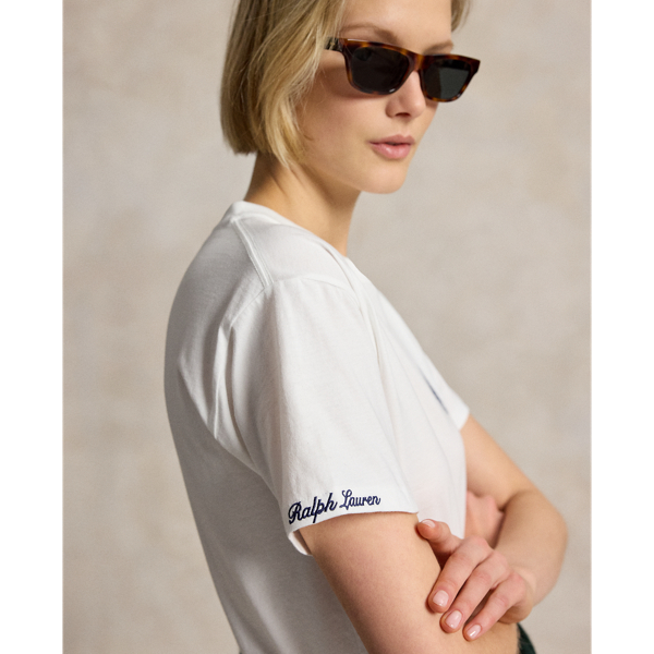 White Wimbledon Classic Fit Cotton Tee Polo Ralph Lauren 5