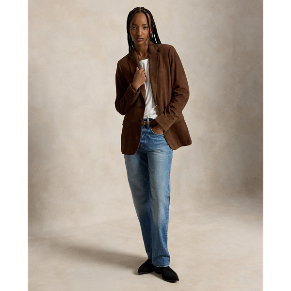 Single-Breasted Suede Blazer