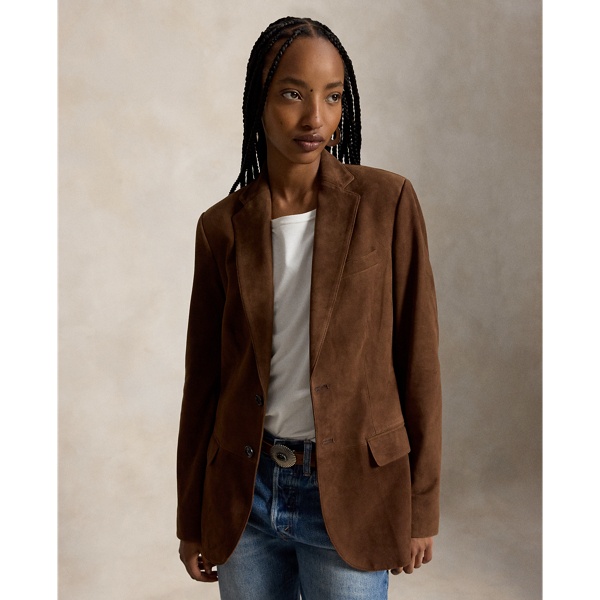 Single-Breasted Suede Blazer