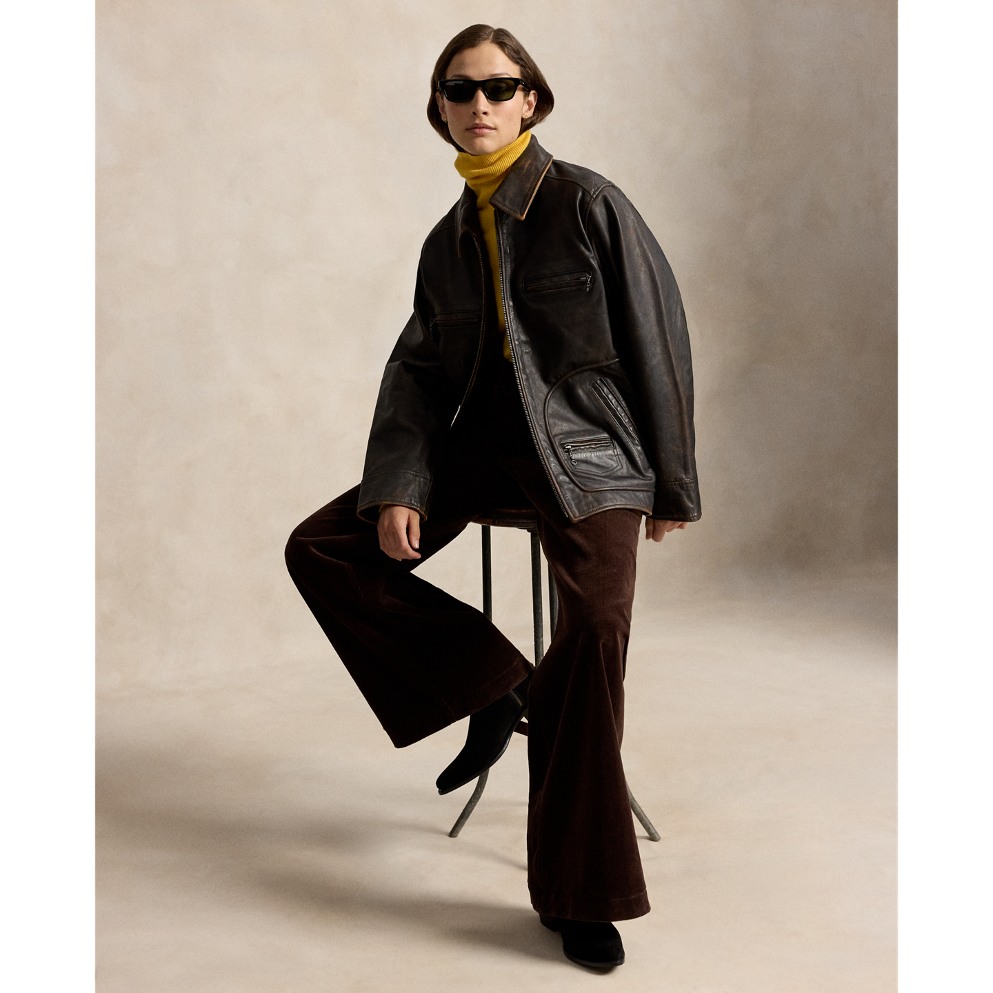 Женская куртка Polo Ralph Lauren Leather Moto, цвет: Коричневый — фото 1