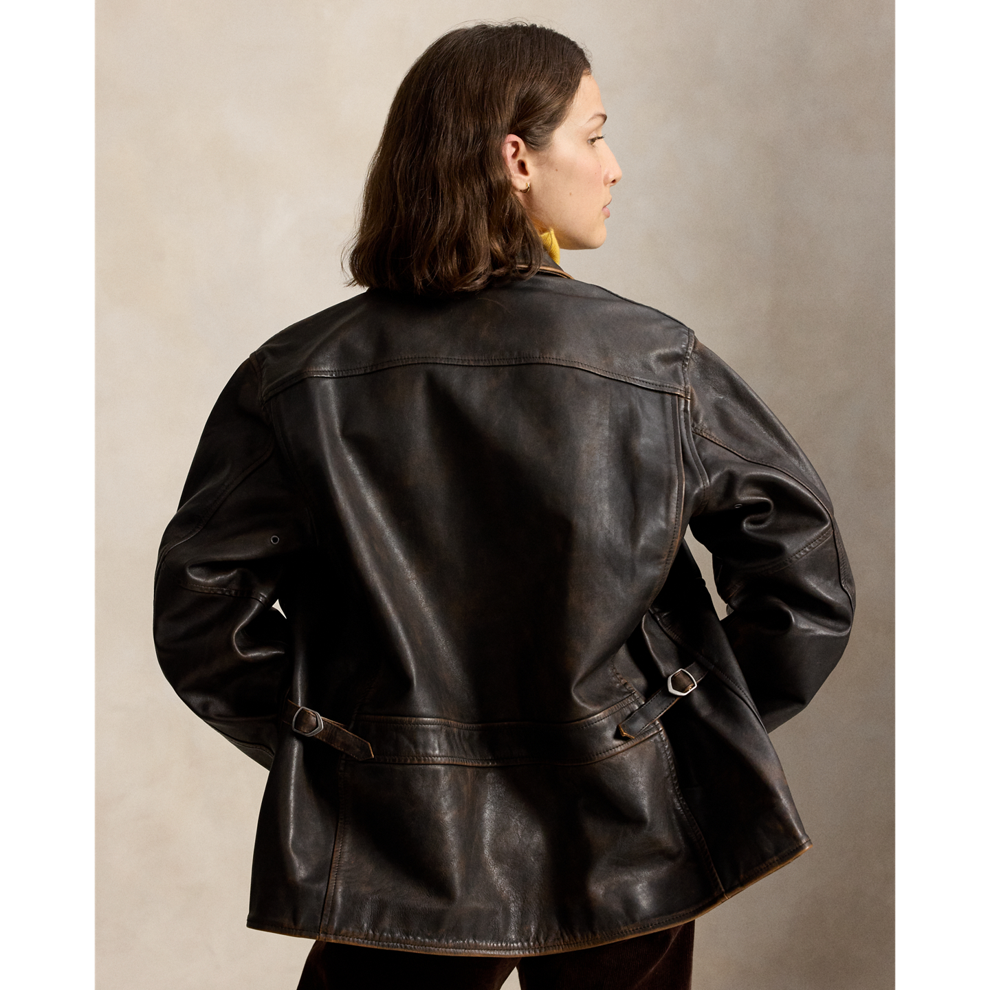 Женская куртка Polo Ralph Lauren Leather Moto, цвет: Коричневый — фото 2