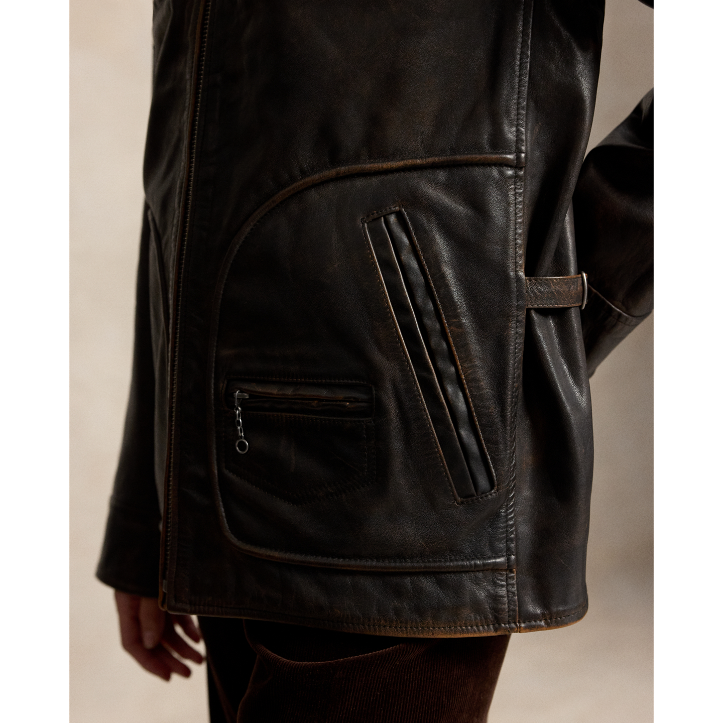 Женская куртка Polo Ralph Lauren Leather Moto, цвет: Коричневый — фото 4