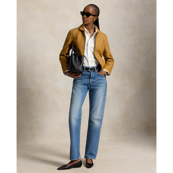 Light Tan Shawl-Collar Leather Jacket Polo Ralph Lauren 3
