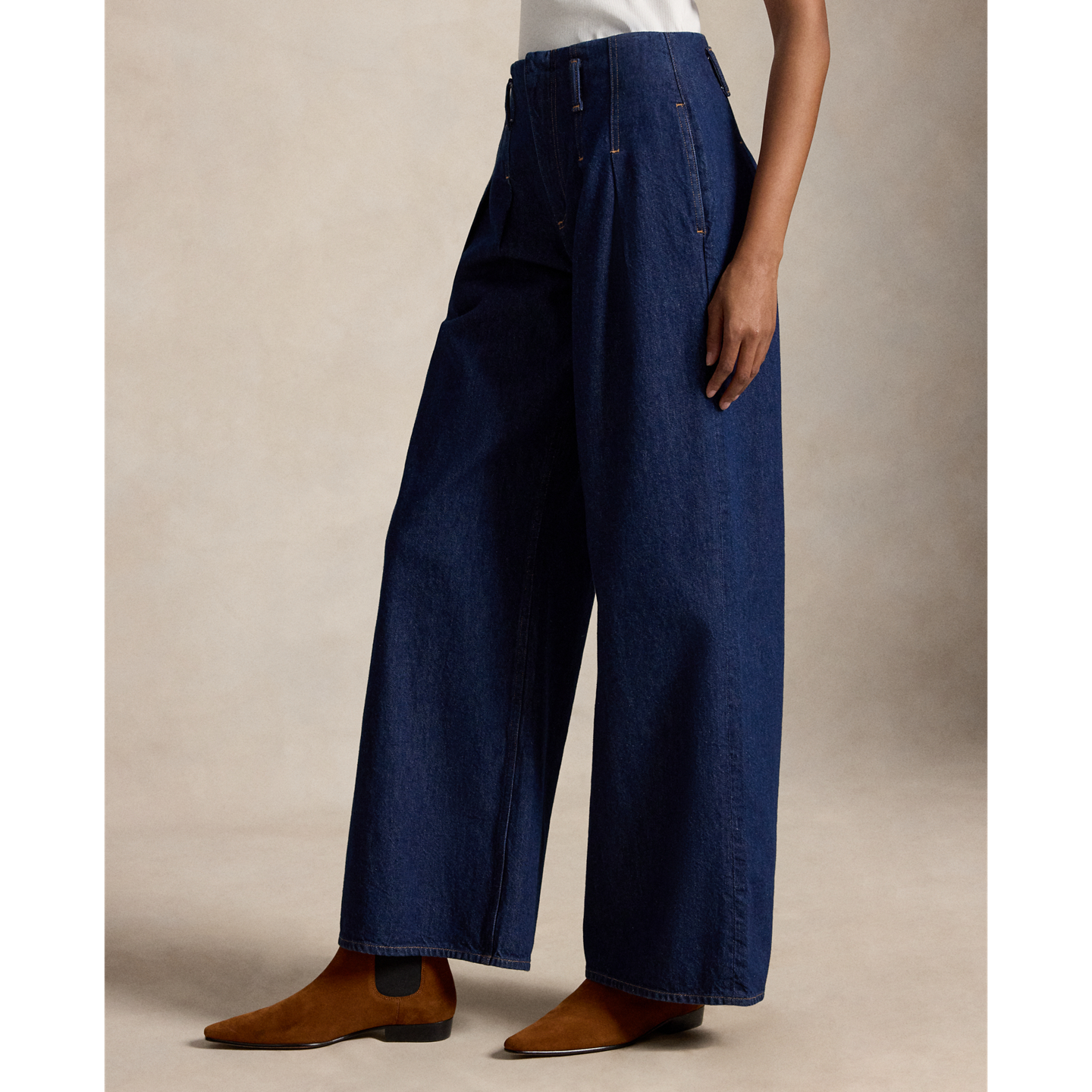 Женские джинсы Polo Ralph Lauren Pleated Wide-Leg Flare, цвет: Варёный — фото 2