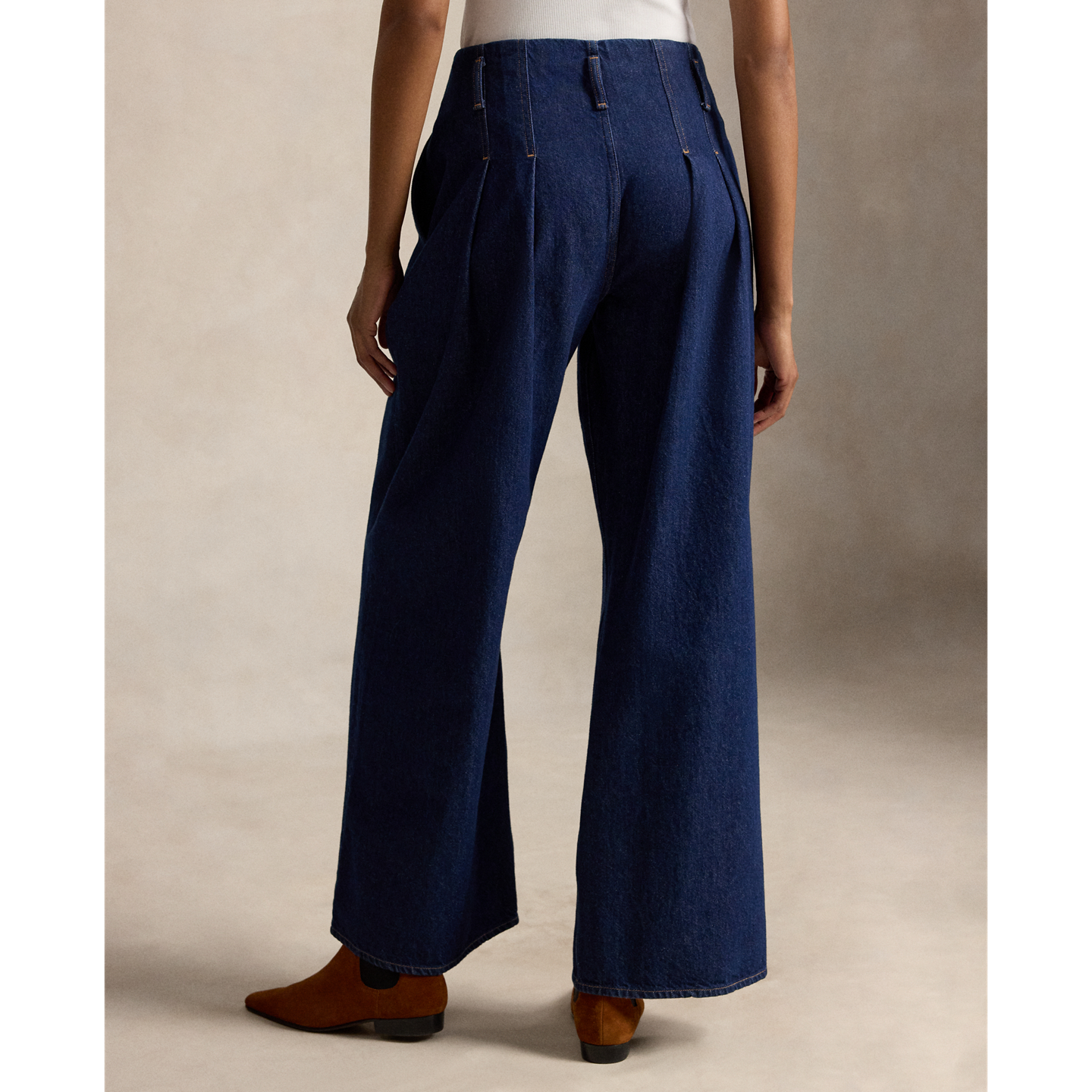 Женские джинсы Polo Ralph Lauren Pleated Wide-Leg Flare, цвет: Варёный — фото 3