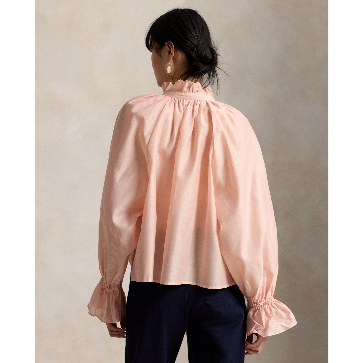 Женская рубашка Ralph Lauren Cotton-Silk Organdy, цвет: Бледный розовый — фото 2