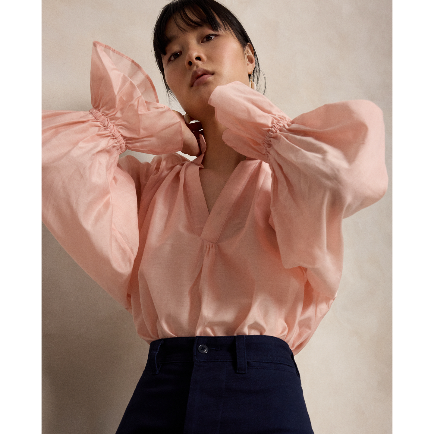 Женская рубашка Ralph Lauren Cotton-Silk Organdy, цвет: Бледный розовый — фото 4