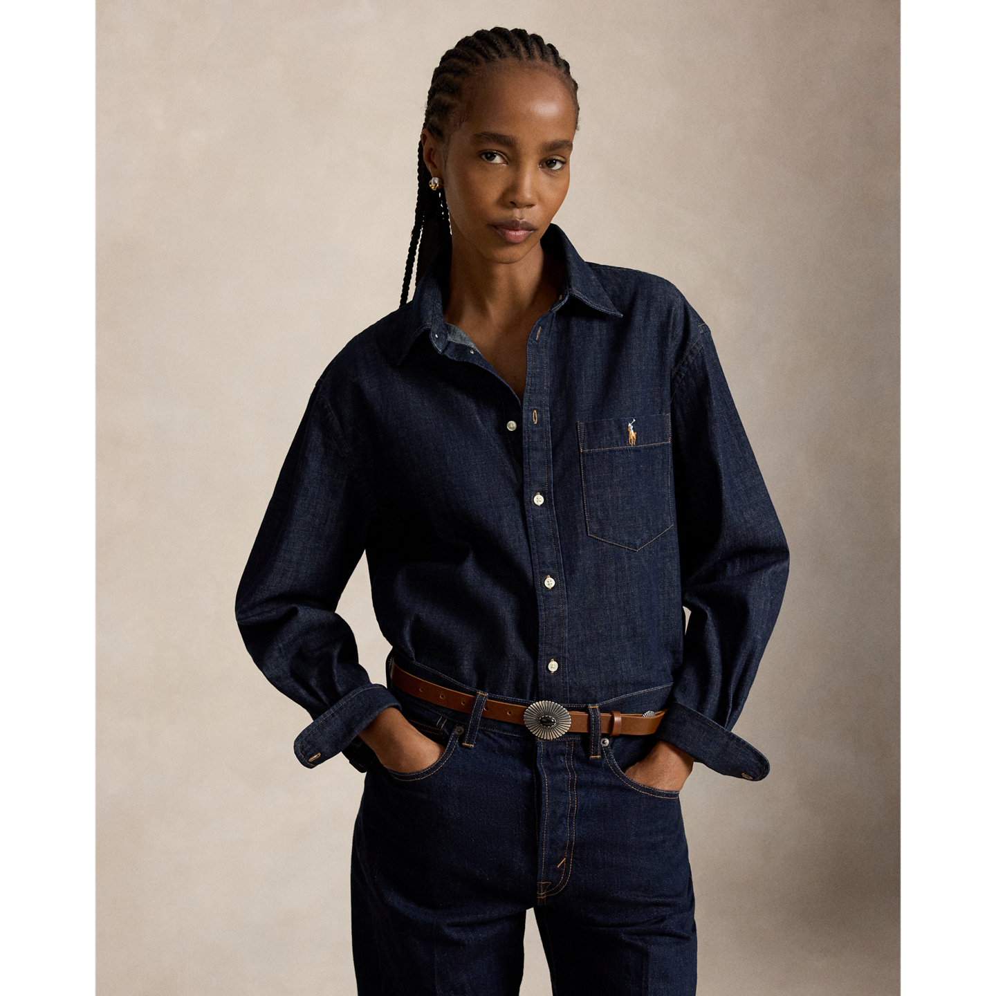 Женская рубашка Ralph Lauren The Big Denim, цвет: Варёный — фото 4