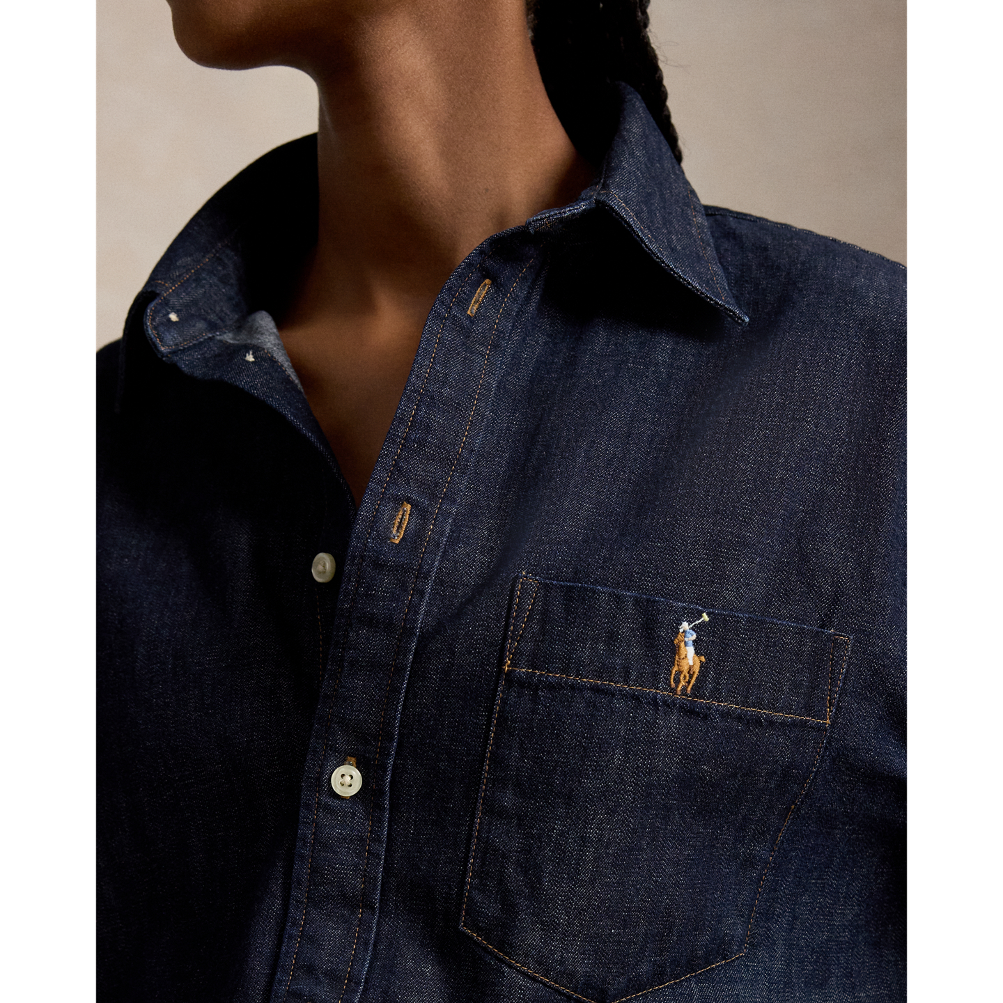 Женская рубашка Ralph Lauren The Big Denim, цвет: Варёный — фото 3