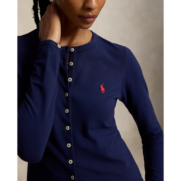 Newport Navy Stretch-Cotton Crewneck Cardigan Polo Ralph Lauren 5