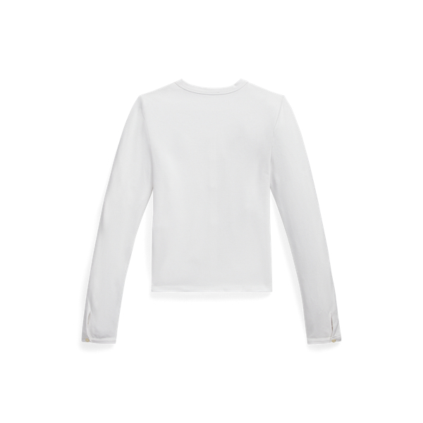 Cardigan &agrave; col rond en coton stretch Polo Ralph Lauren en Blanc 2