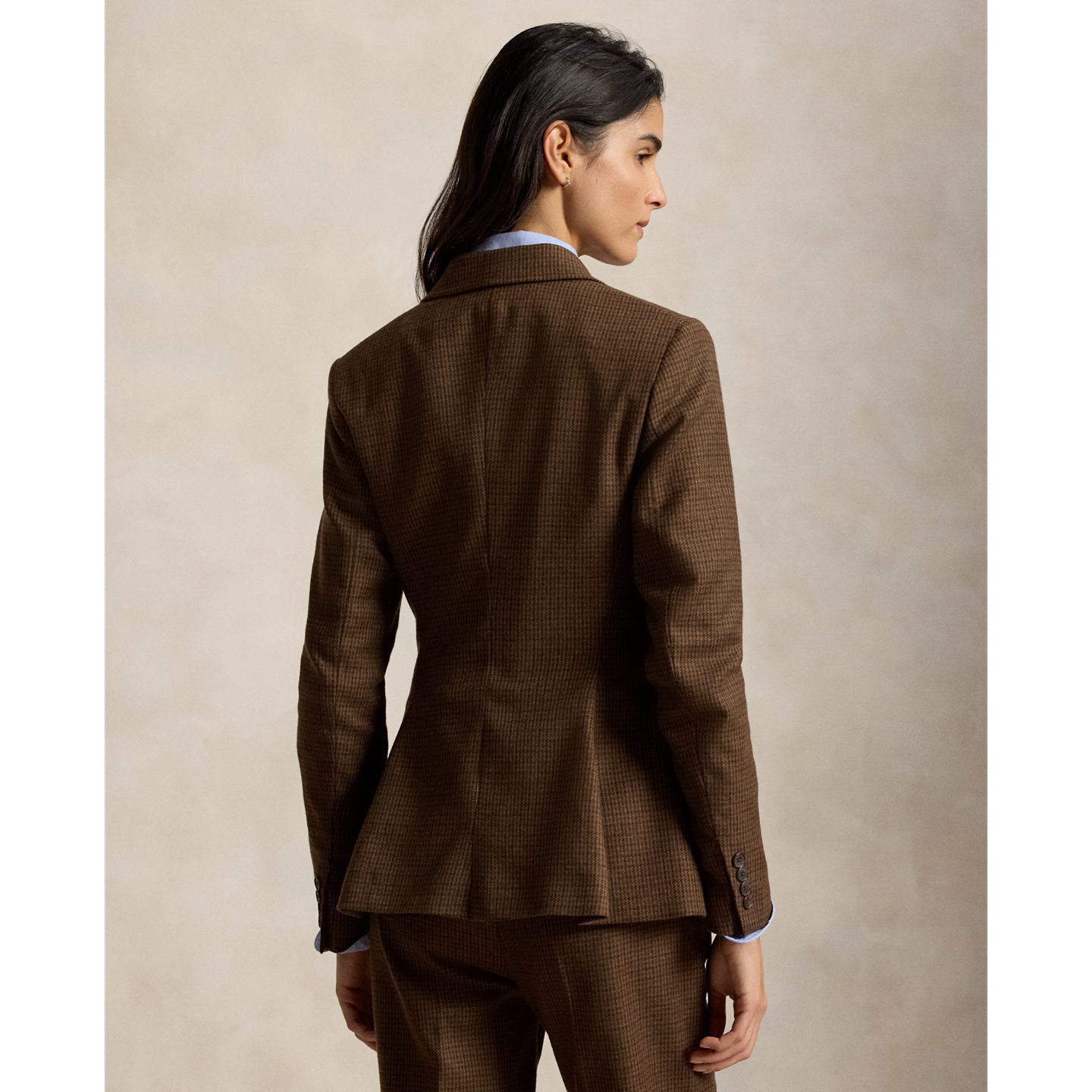 Женский пиджак Polo Ralph Lauren Single-Breasted Tweed Hacking, цвет: Коричневый разноцветная гусиная лапка — фото 2
