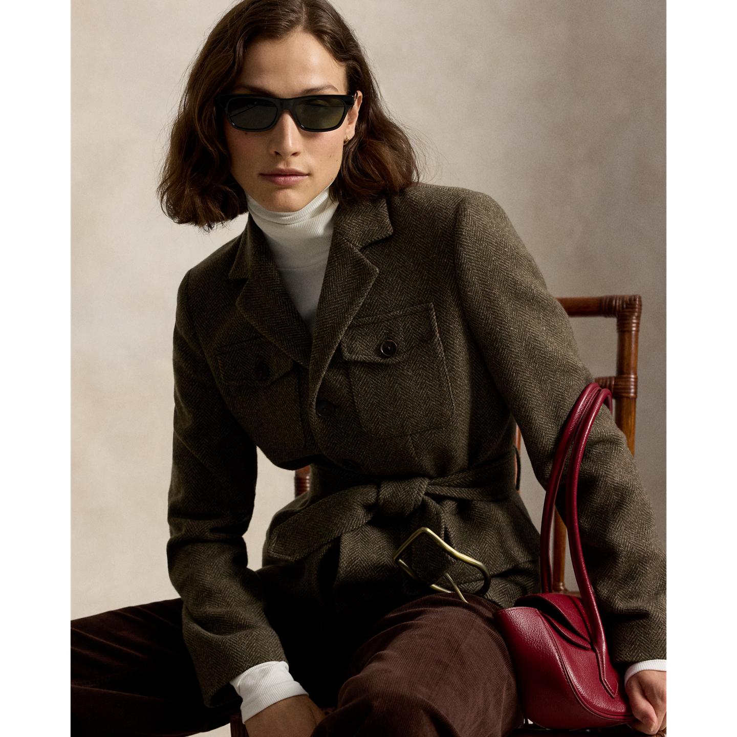 Женский пиджак Polo Ralph Lauren Single-Breasted Tweed Utility, цвет: Тёмно-зелёный — фото 5