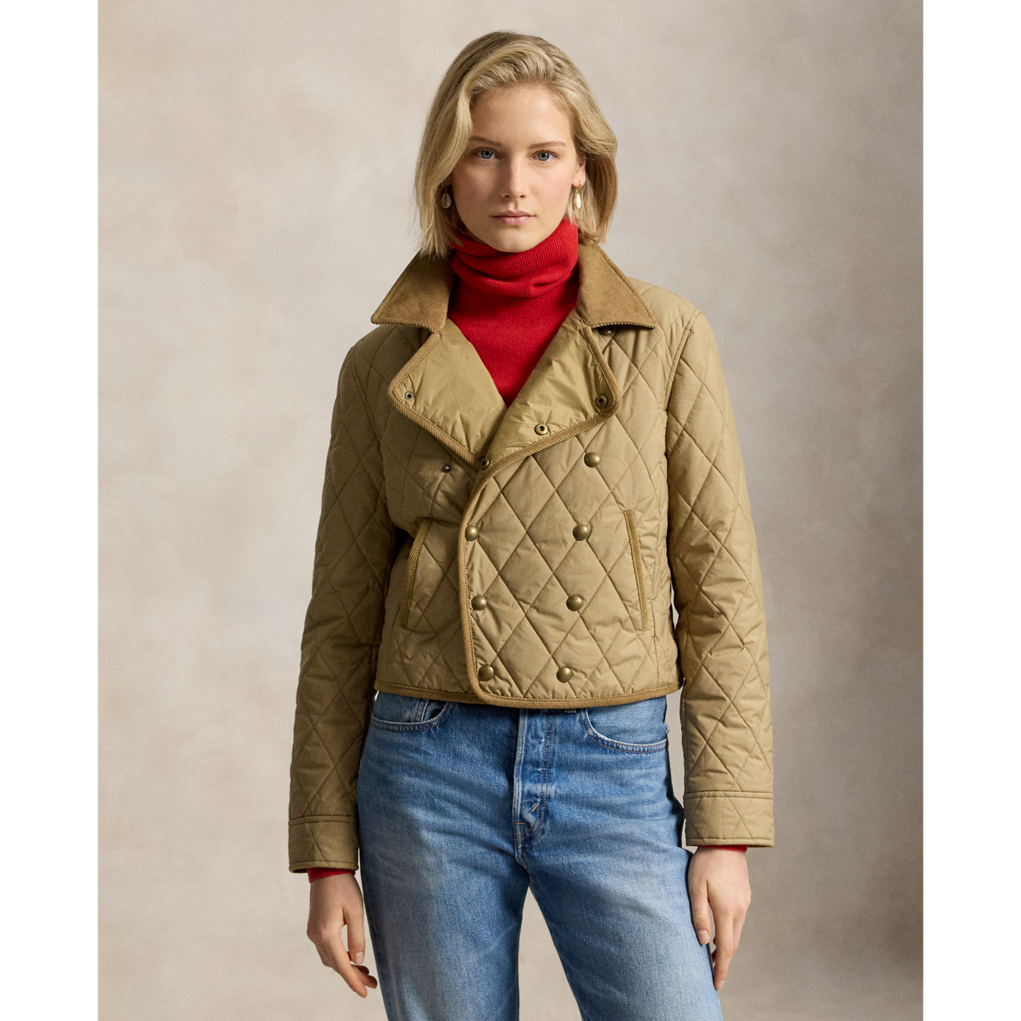 Женская куртка Ralph Lauren Double-Breasted Quilted, цвет: Пустынный хаки — фото 4