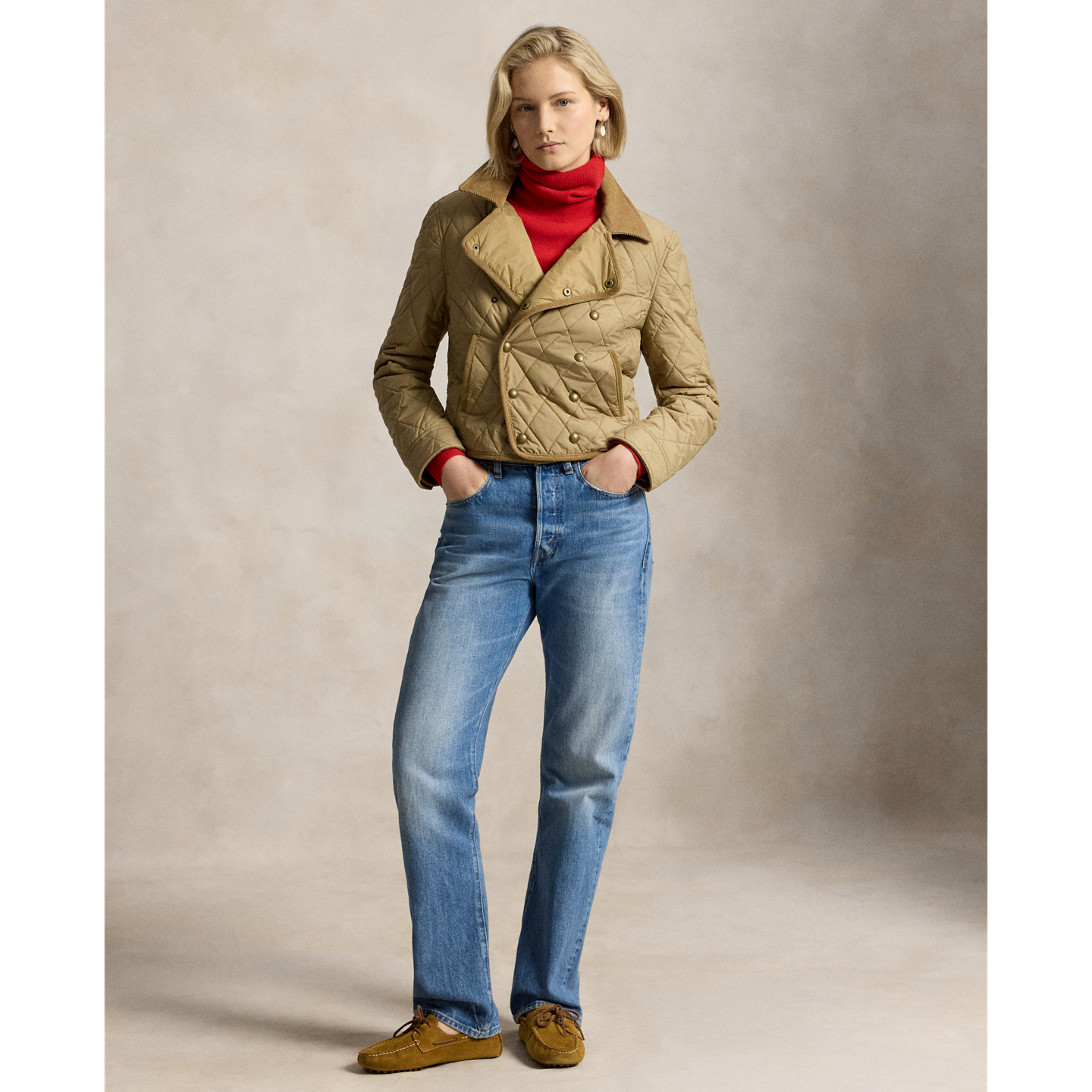 Женская куртка Ralph Lauren Double-Breasted Quilted, цвет: Пустынный хаки — фото 1