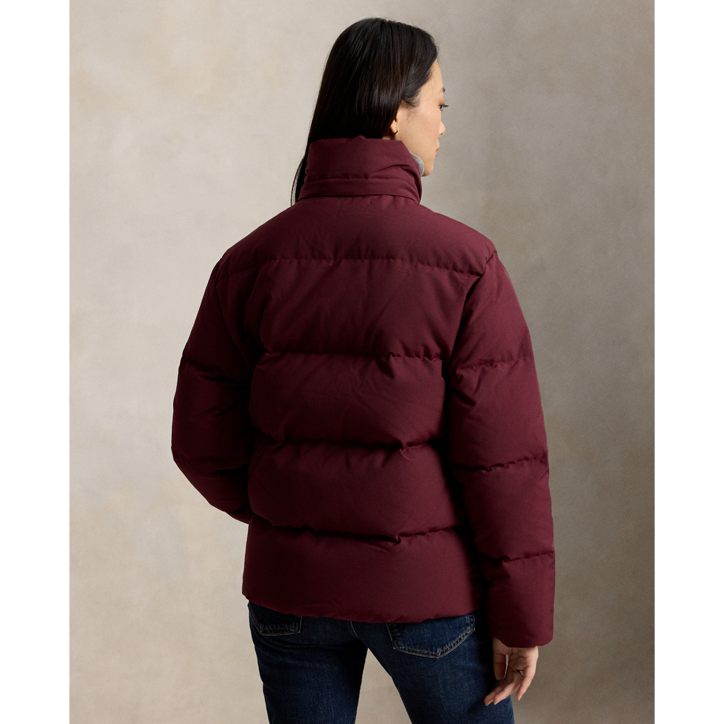 Женская куртка Ralph Lauren Mid-Weight Down Puffer, цвет: Винный — фото 2