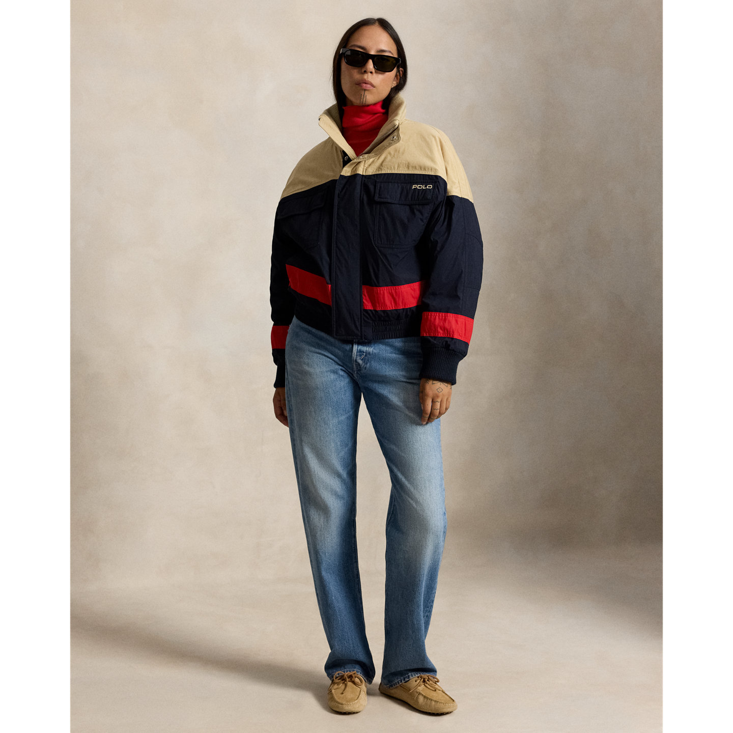Женская куртка Polo Ralph Lauren Color-Blocked Ski Puffer, цвет: Тёмно-синий разноцветный — фото 1