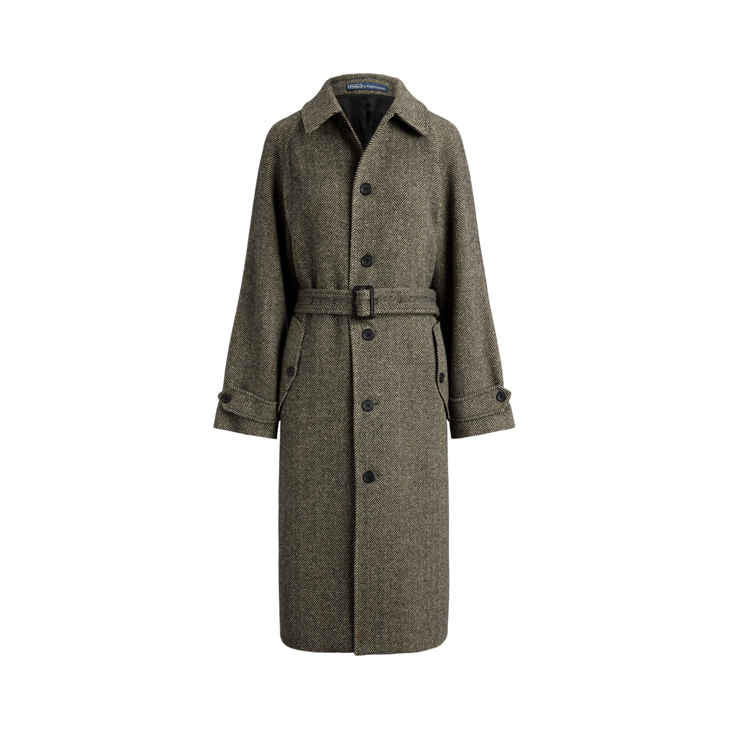 Женское пальто Ralph Lauren Wool-Blend Herringbone Balmacaan, цвет: Чёрный / Кремовый — фото 6
