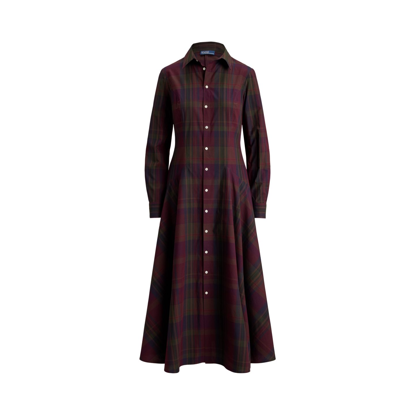 Женское платье Ralph Lauren Plaid Cotton-Blend Paneled Shirtdress, цвет: Мерло зелёный разноцветный — фото 5