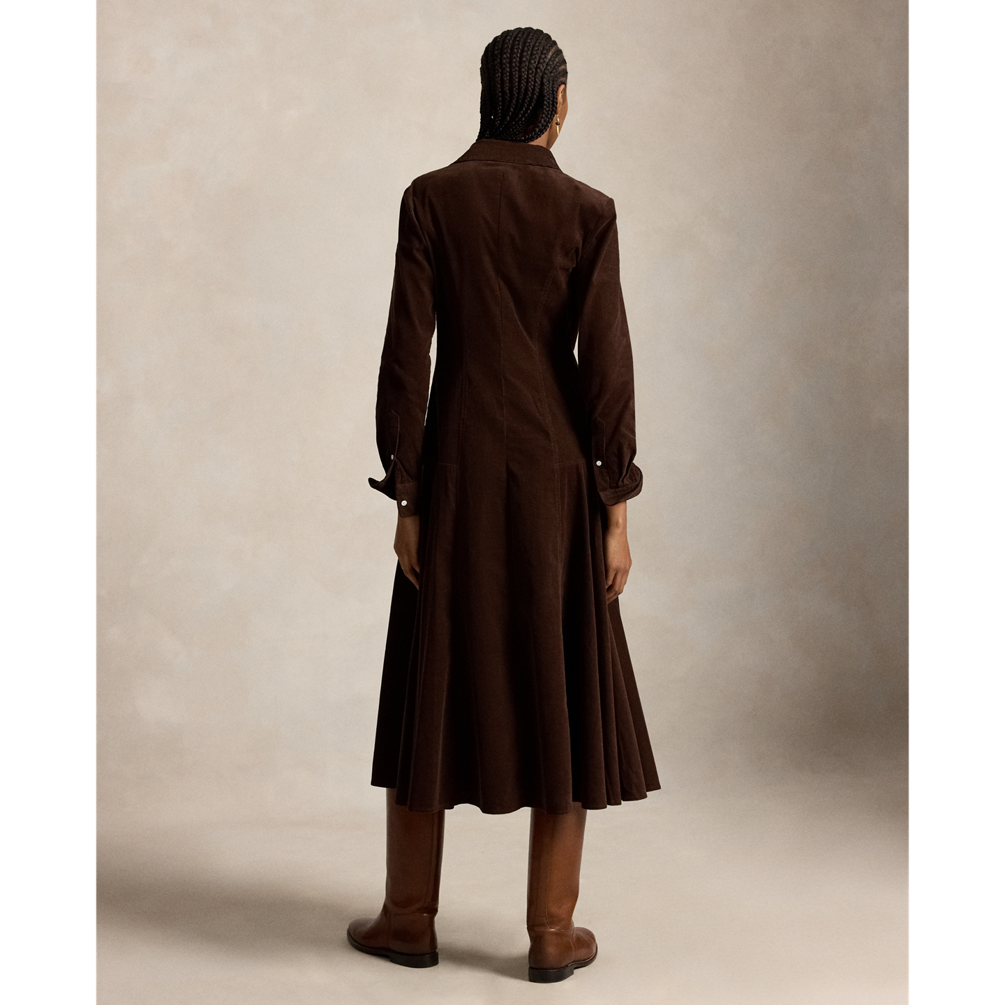 Женское платье Ralph Lauren Corduroy A-Line Shirtdress, цвет: Тёмный коричневый — фото 2