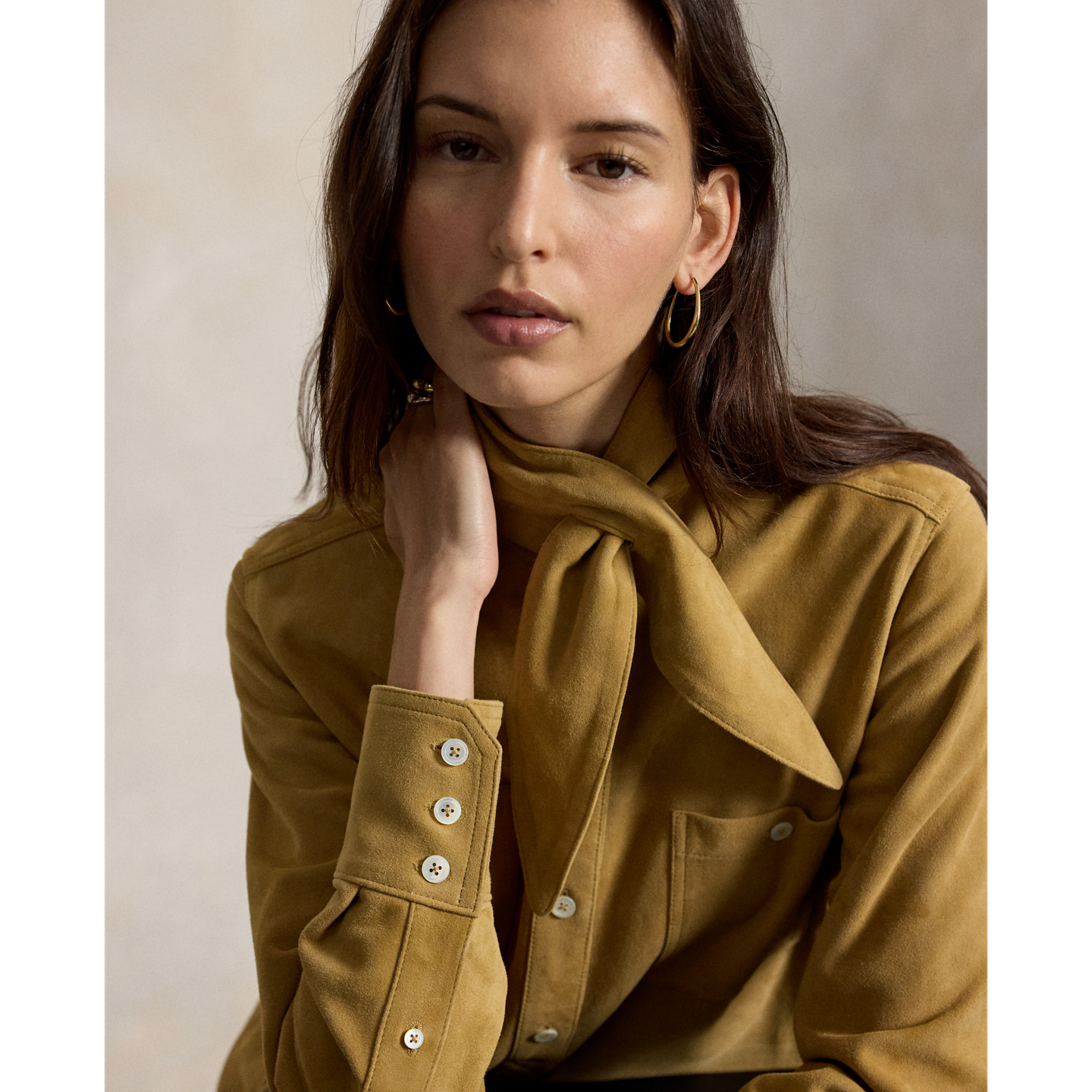 Женское платье Ralph Lauren Suede Utility, цвет: Хаки — фото 3