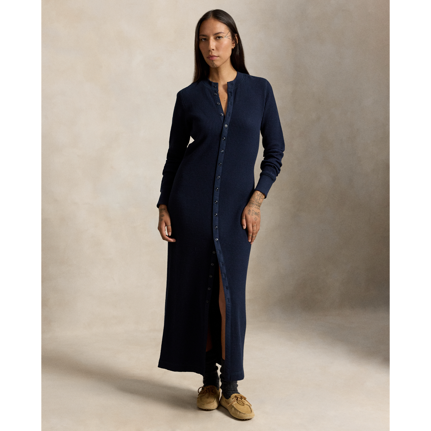 Женское платье Ralph Lauren Waffle-Knit Cotton, цвет: Тёмно-синий — фото 4