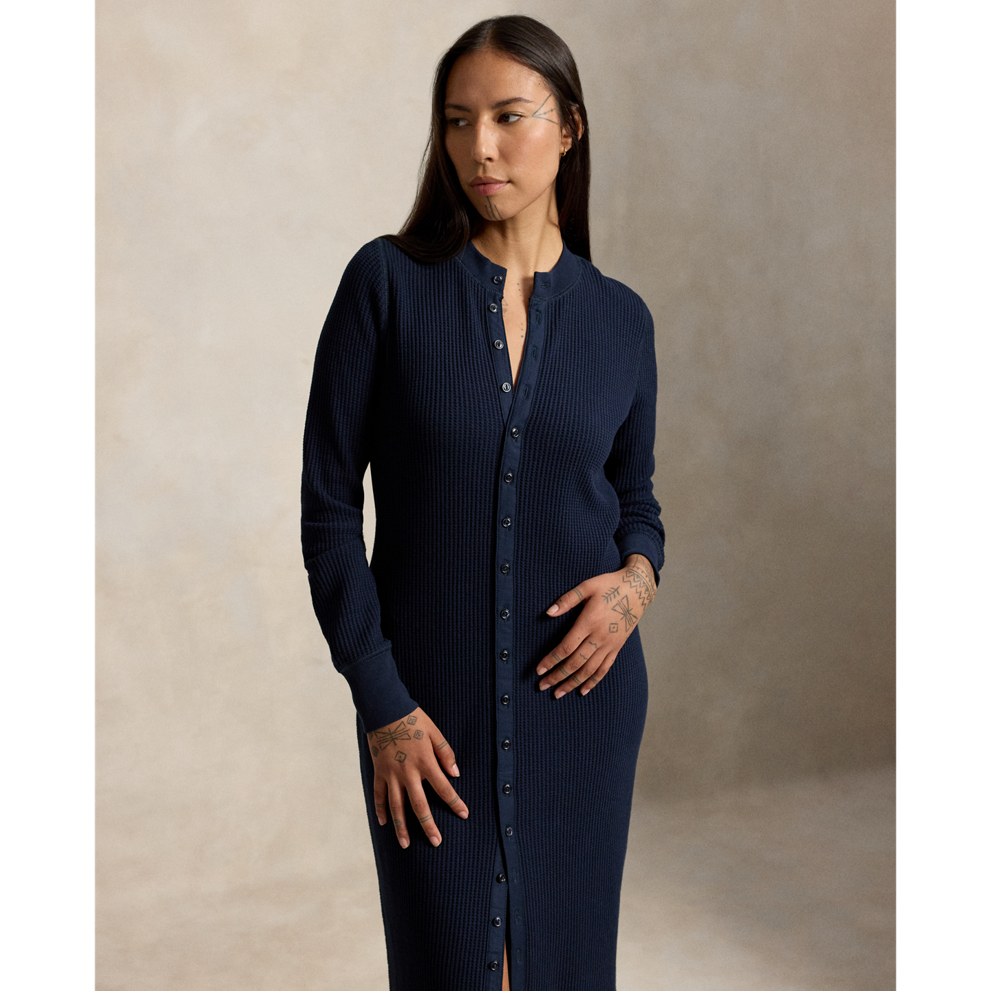 Женское платье Ralph Lauren Waffle-Knit Cotton, цвет: Тёмно-синий — фото 1