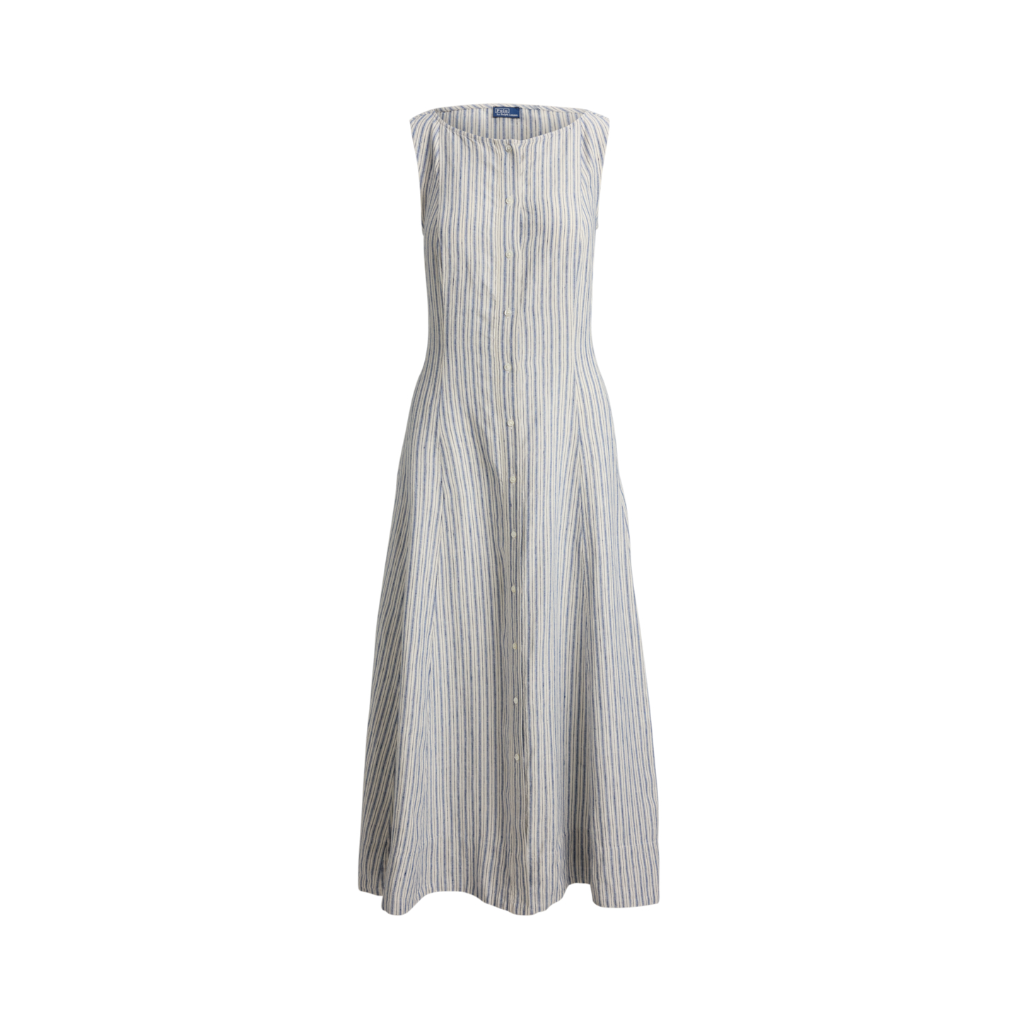 Женское платье Ralph Lauren Striped Paneled Linen, цвет: Синий — фото 4