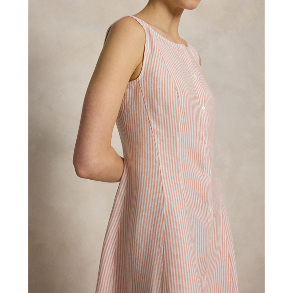 Dr Mauve White Striped Panelled Linen Dress Polo Ralph Lauren 6