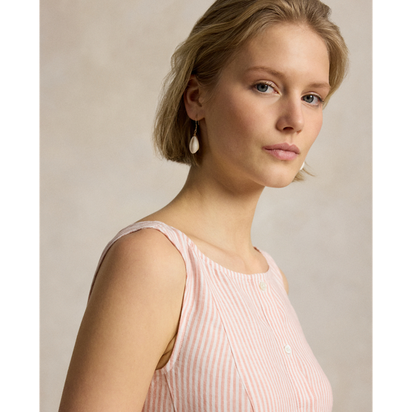 Dr Mauve White Striped Panelled Linen Dress Polo Ralph Lauren 7