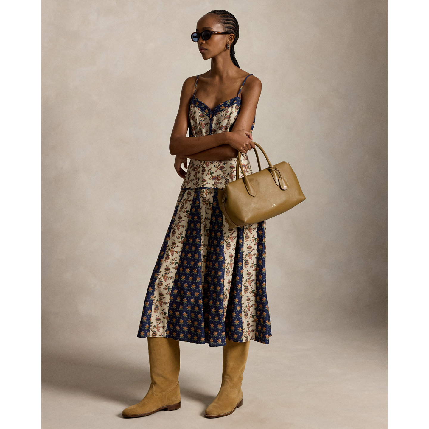 Женское платье Ralph Lauren Sleeveless Mixed-Print Paneled, цвет: С принтом кремовый — фото 5