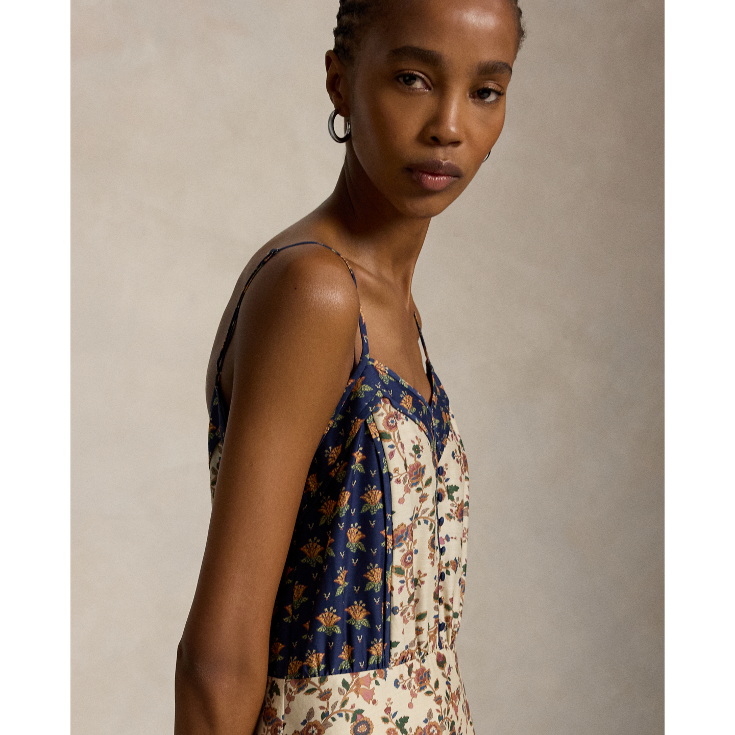 Женское платье Ralph Lauren Sleeveless Mixed-Print Paneled, цвет: С принтом кремовый — фото 4