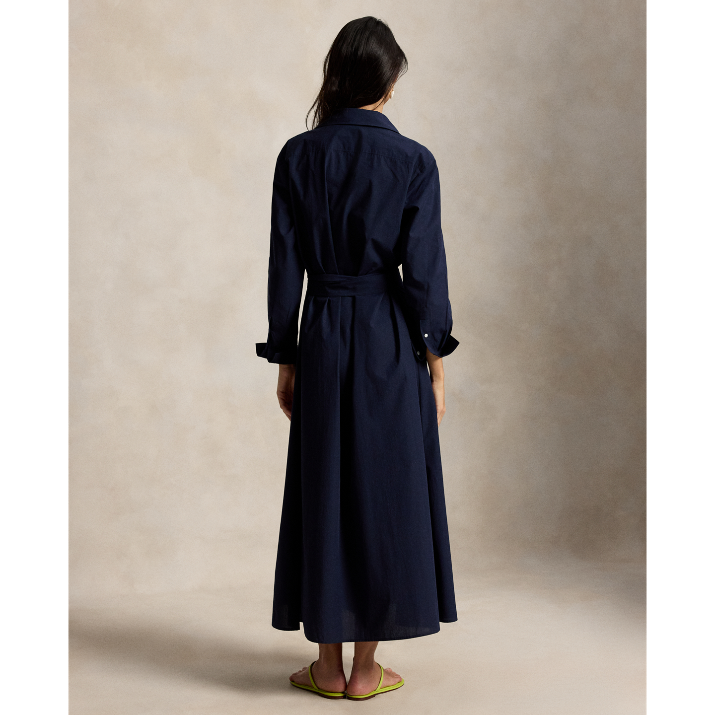 Женское платье Ralph Lauren Cotton Canvas Tie-Waist Shirtdress, цвет: Тёмно-зелёный тёмно-синий — фото 2