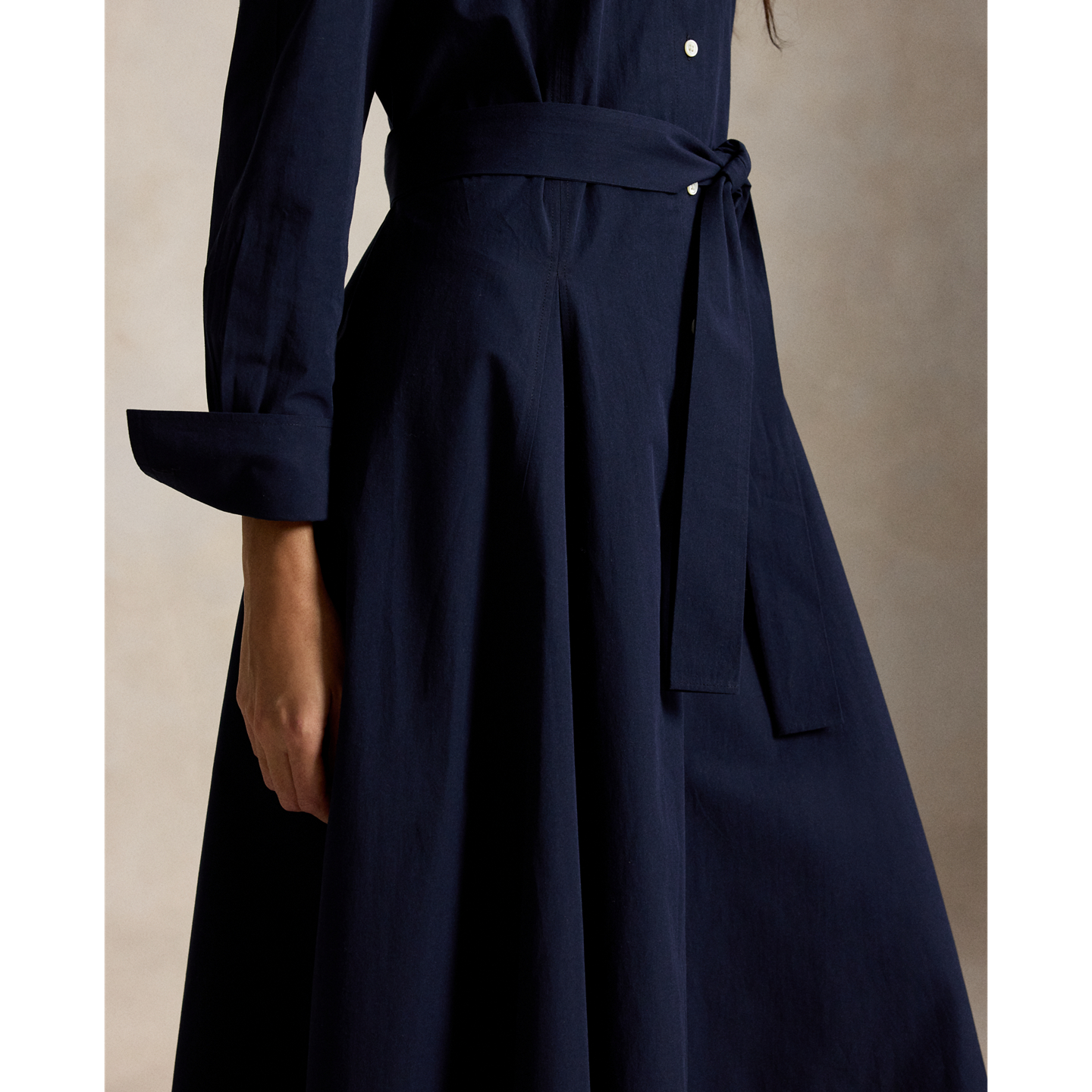 Женское платье Ralph Lauren Cotton Canvas Tie-Waist Shirtdress, цвет: Тёмно-зелёный тёмно-синий — фото 3