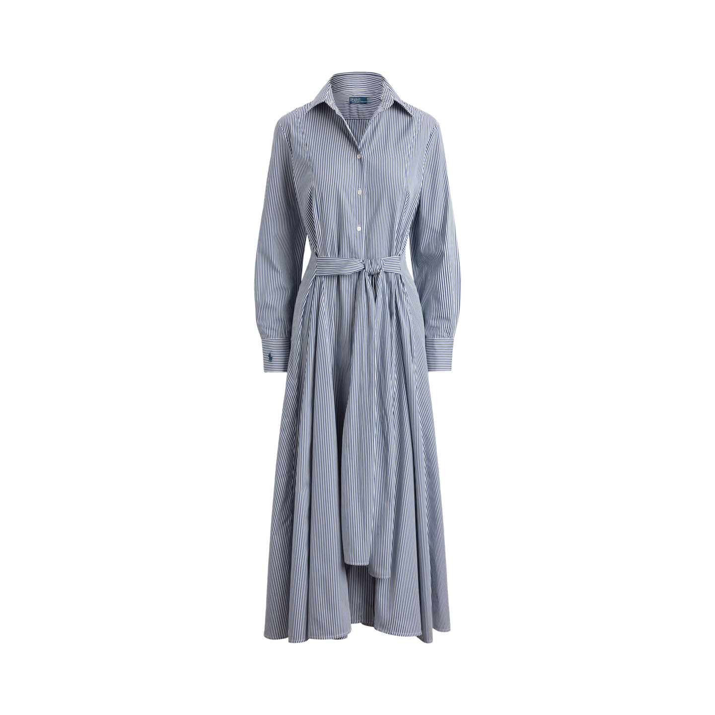 Женское платье Ralph Lauren Striped Cotton Tie-Waist Shirtdress, цвет: Белый / Королевский синий — фото 4