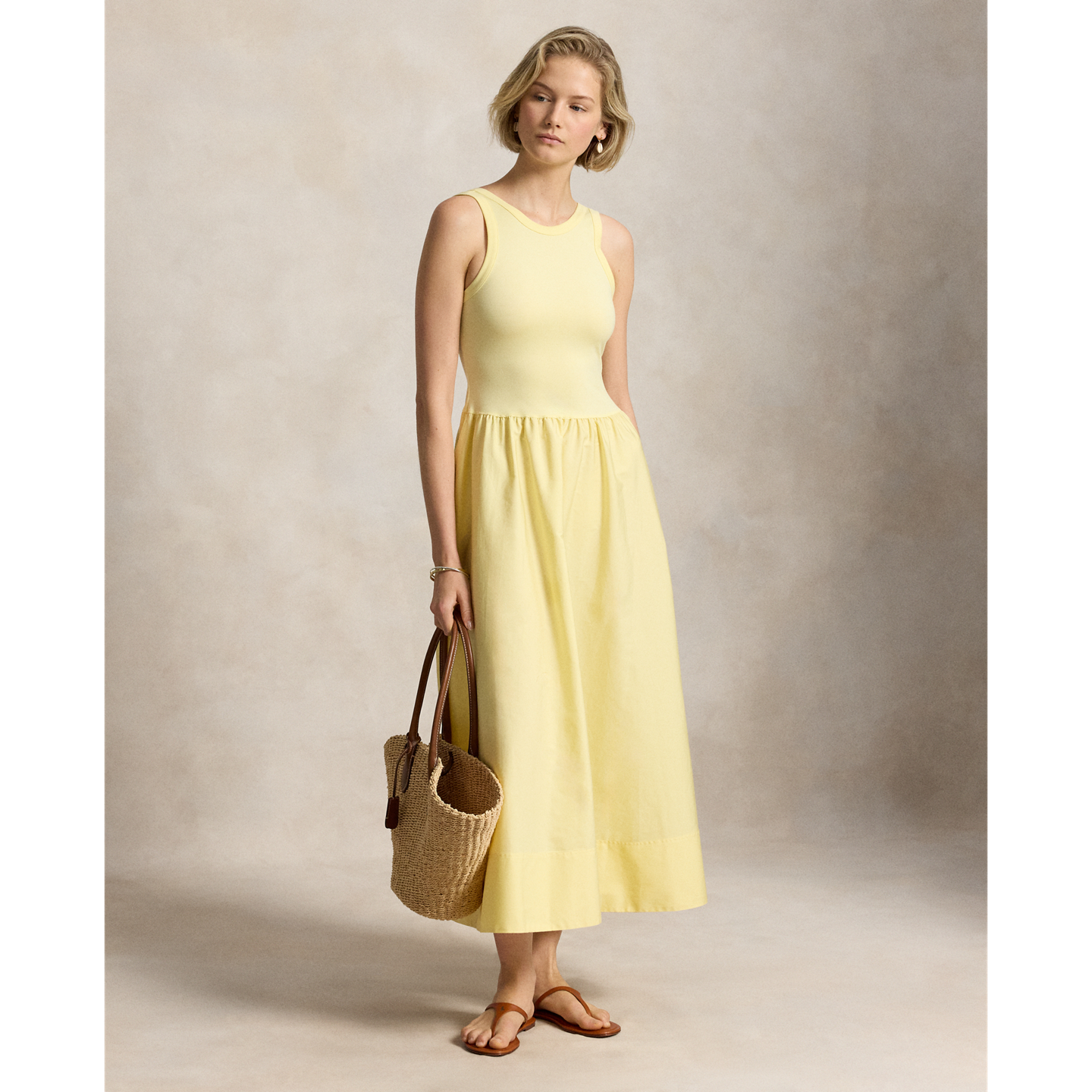 Женское платье Ralph Lauren Ponte-Bodice Sleeveless, цвет: Жёлтый — фото 4