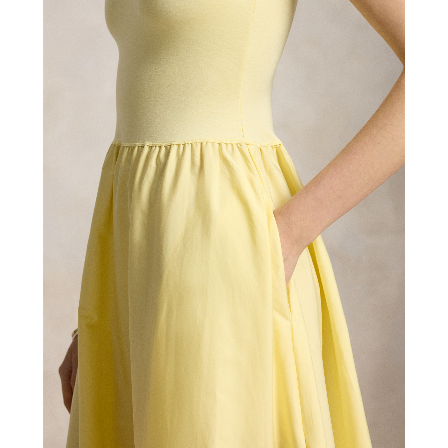 Женское платье Ralph Lauren Ponte-Bodice Sleeveless, цвет: Жёлтый — фото 3