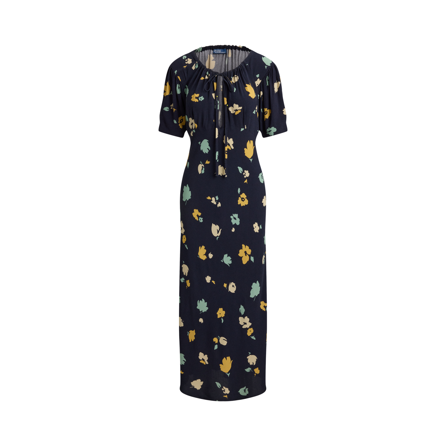 Женское платье Ralph Lauren Floral-Print Crepe, цвет: Тёмно-синий / Жёлтый разноцветный — фото 4