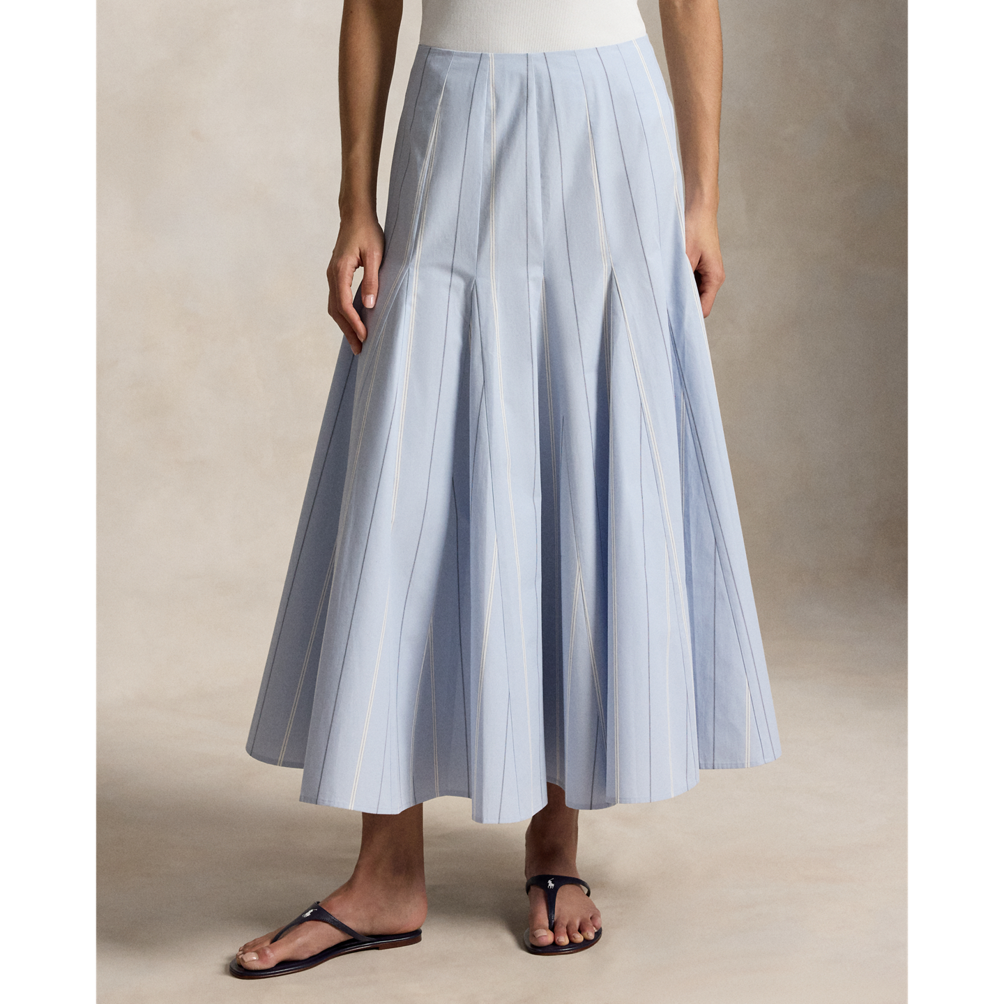 Женская юбка Polo Ralph Lauren Striped Cotton A-Line, цвет: Синий / Кремовый — фото 1