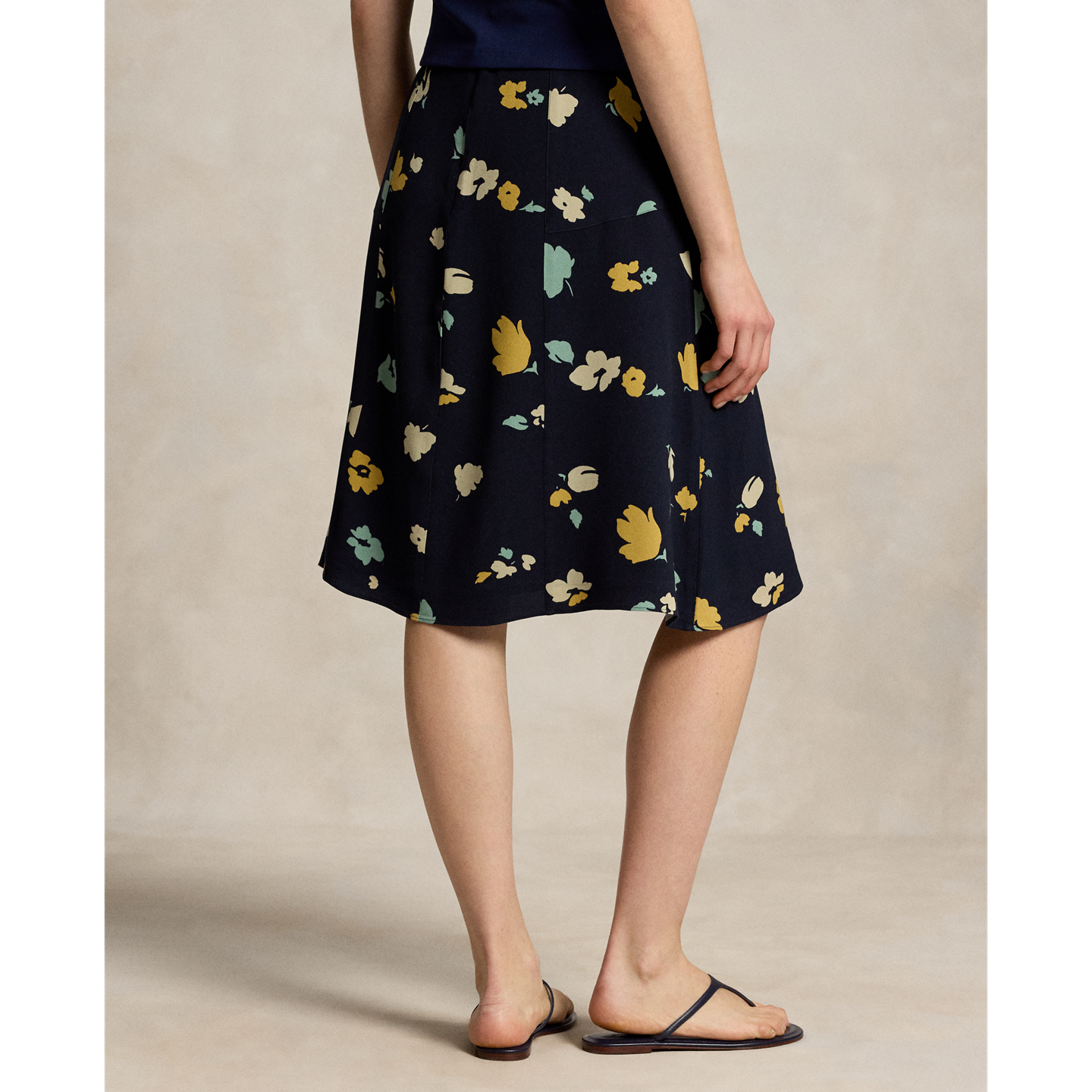 Женская юбка Polo Ralph Lauren Floral-Print Crepe, цвет: Тёмно-синий / Жёлтый разноцветный — фото 2