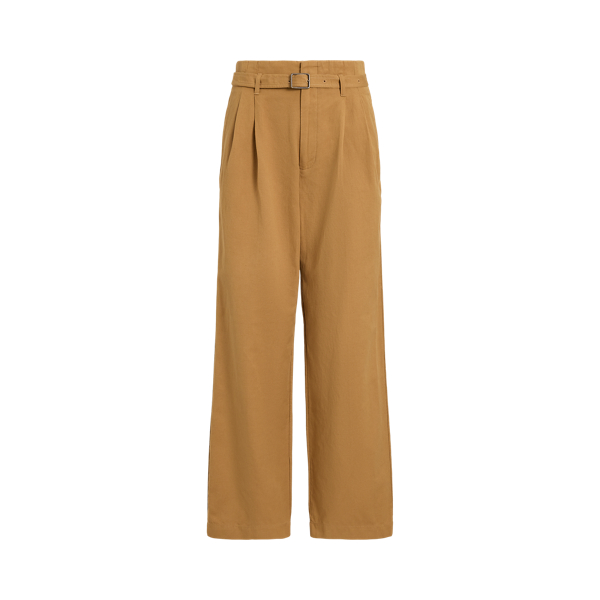 Tan Cotton-Linen Notch Pleated Trouser Polo Ralph Lauren 1