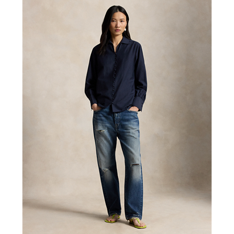 Женская рубашка Ralph Lauren Cotton-Silk, цвет: Atlantic