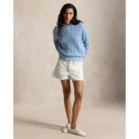 Женские свитеры Ralph Lauren Cable-Knit Cotton Polo-Collar Sweater