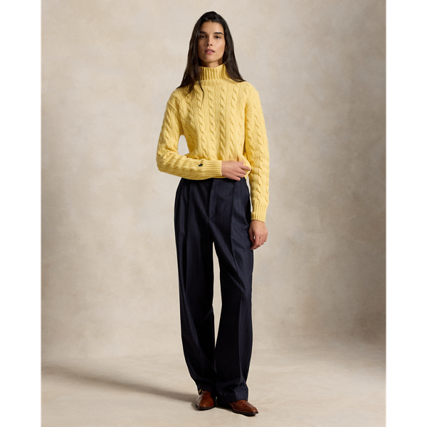 Wollen-kasjmier kabeltrui met turtleneck Polo Ralph Lauren in Fall yellow 4