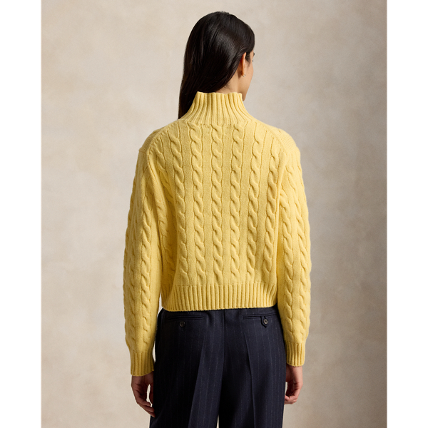Wollen-kasjmier kabeltrui met turtleneck Polo Ralph Lauren in Fall yellow 5