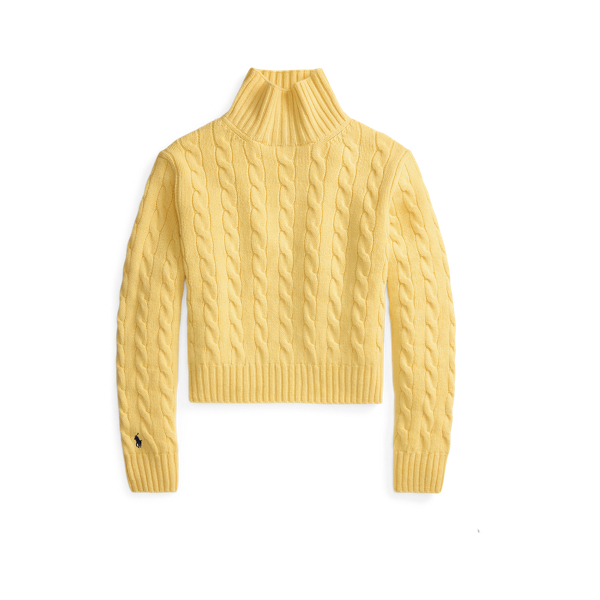 Wollen-kasjmier kabeltrui met turtleneck Polo Ralph Lauren in Fall yellow 2