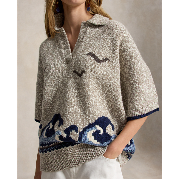 Polo Ralph Lauren ウェーブモチーフ ウールブレンド セーター ナチュラル/クリーム マルチ 6